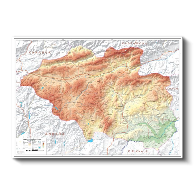 Çankırı - Fiziki Haritası Kanvas Tablo