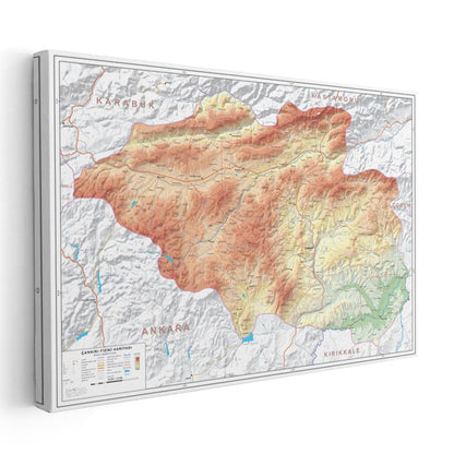 Çankırı - Fiziki Haritası Kanvas Tablo