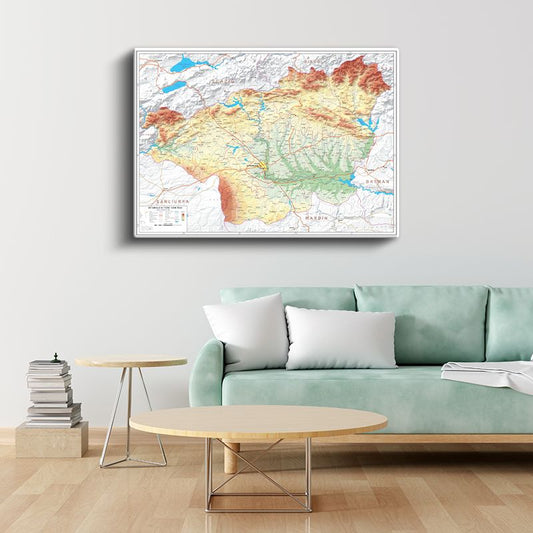 Diyarbakır - Fiziki Haritası Kanvas Tablo