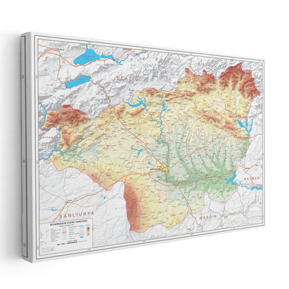 Diyarbakır - Fiziki Haritası Kanvas Tablo