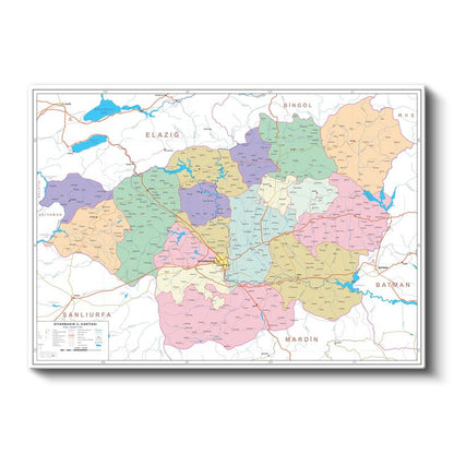 Diyarbakır - İl Haritası Kanvas Tablo
