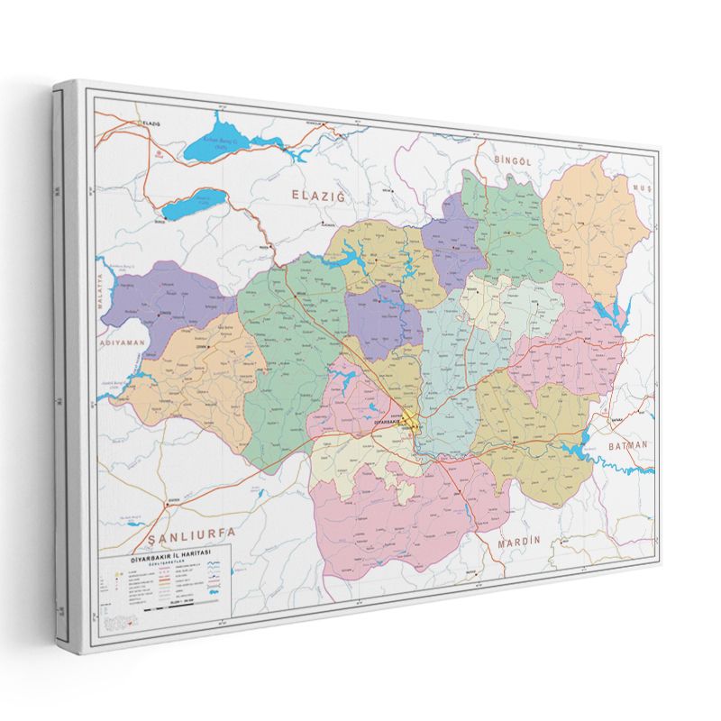 Diyarbakır - İl Haritası Kanvas Tablo