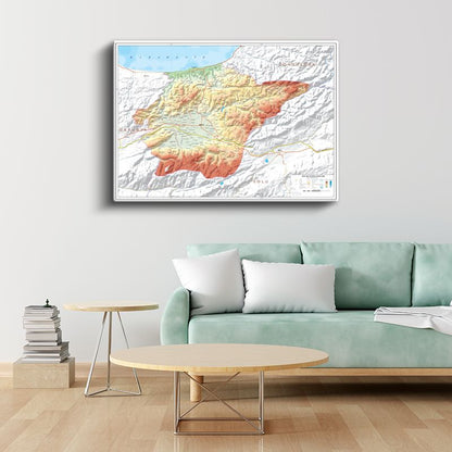 Düzce - Fiziki Haritası Kanvas Tablo