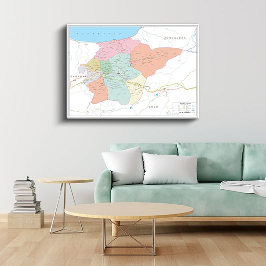 Düzce - İl Haritası Kanvas Tablo