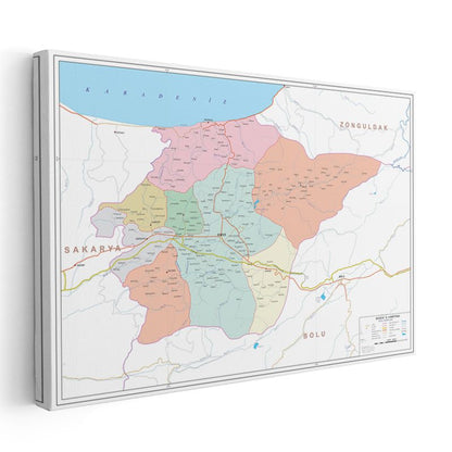 Düzce - İl Haritası Kanvas Tablo