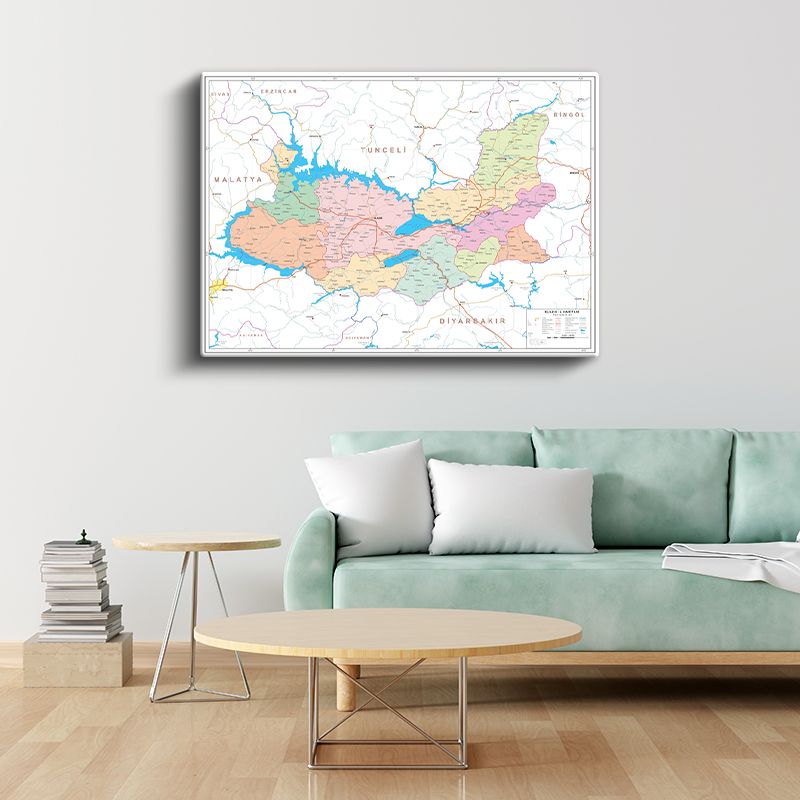 Elazığ - İl Haritası Kanvas Tablo