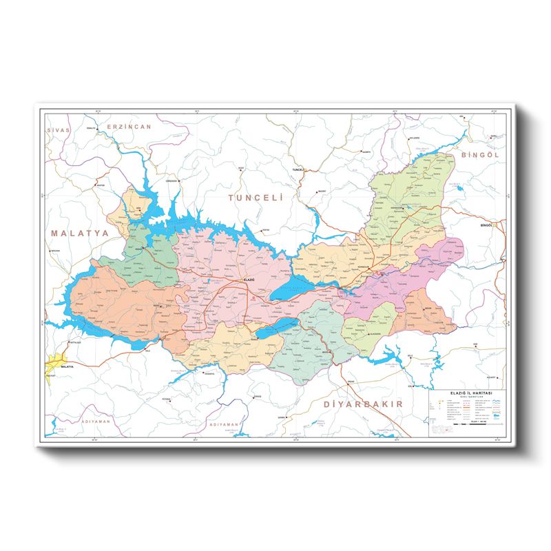 Elazığ - İl Haritası Kanvas Tablo