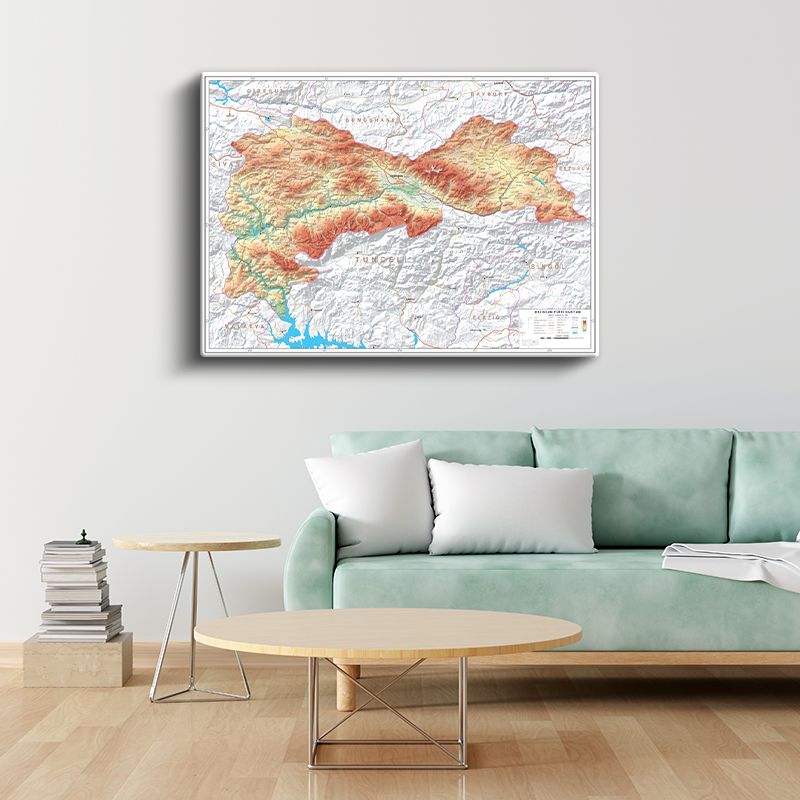 Erzincan - Fiziki Haritası Kanvas Tablo