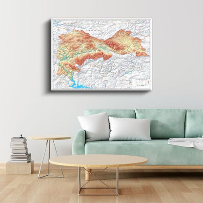 Erzincan - Fiziki Haritası Kanvas Tablo
