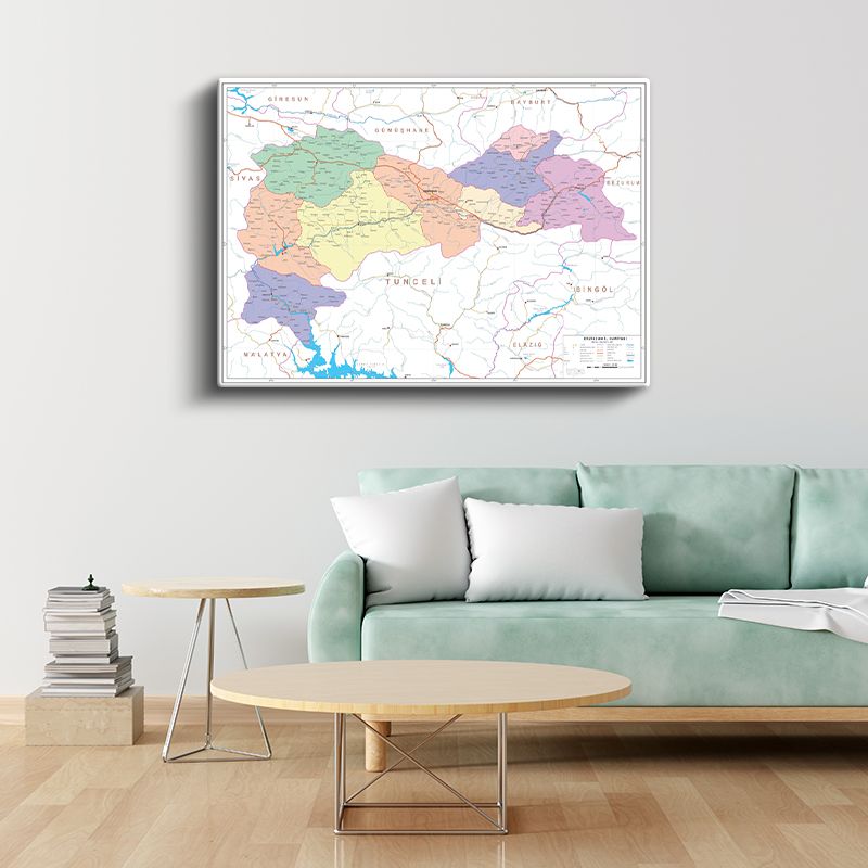 Erzincan - İl Haritası Kanvas Tablo