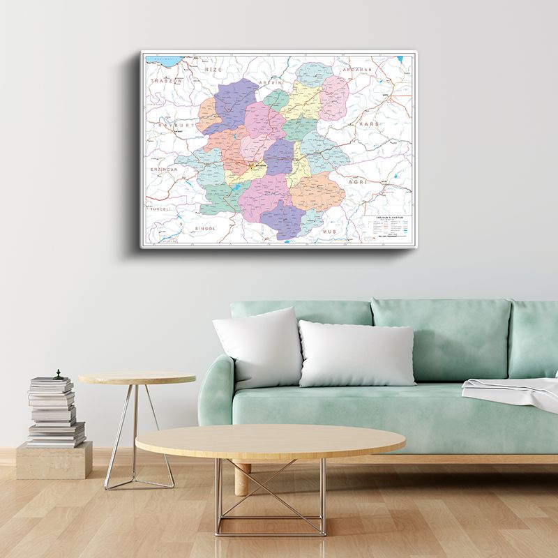Erzurum - İl Haritası Kanvas Tablo