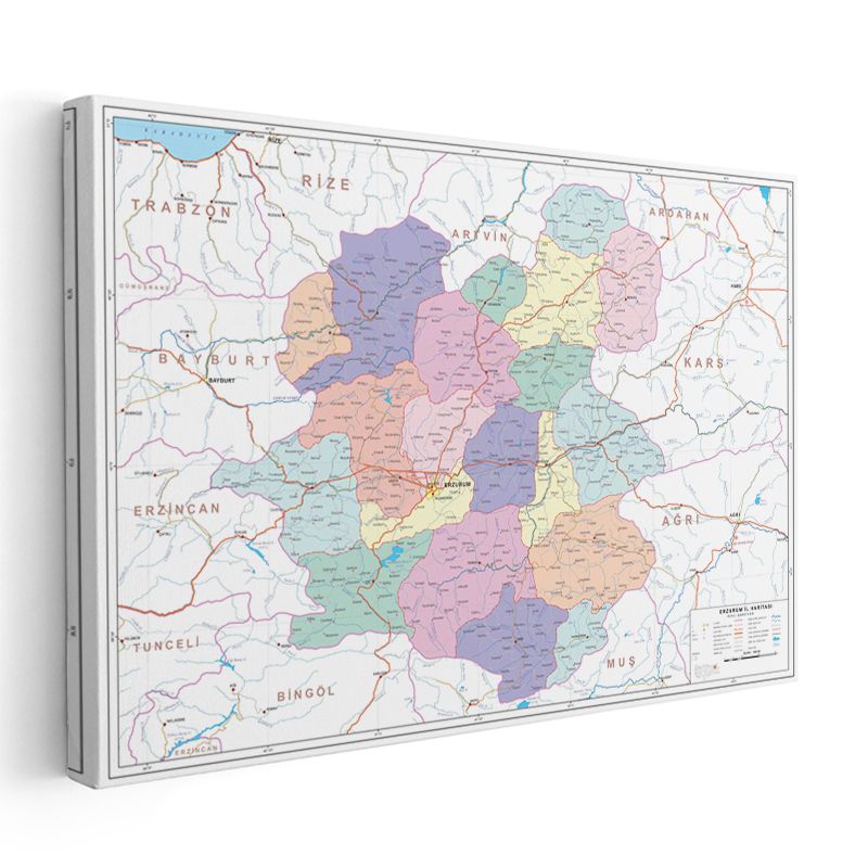 Erzurum - İl Haritası Kanvas Tablo