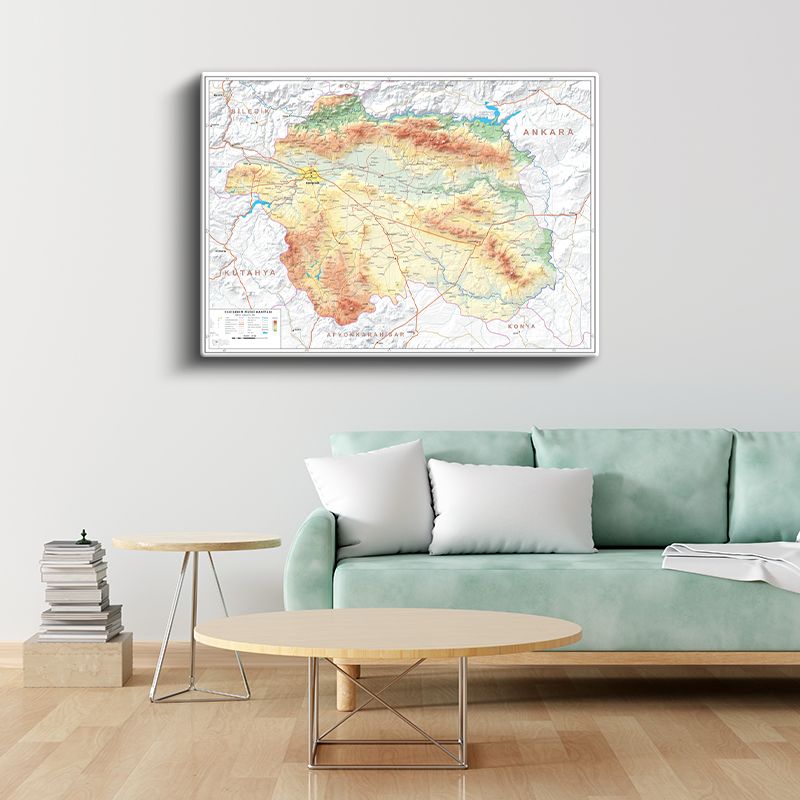 Eskişehir - Fiziki Haritası Kanvas Tablo