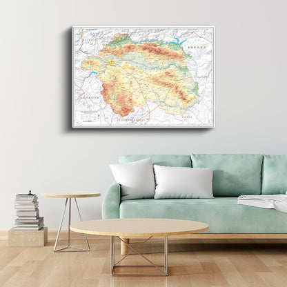 Eskişehir - Fiziki Haritası Kanvas Tablo