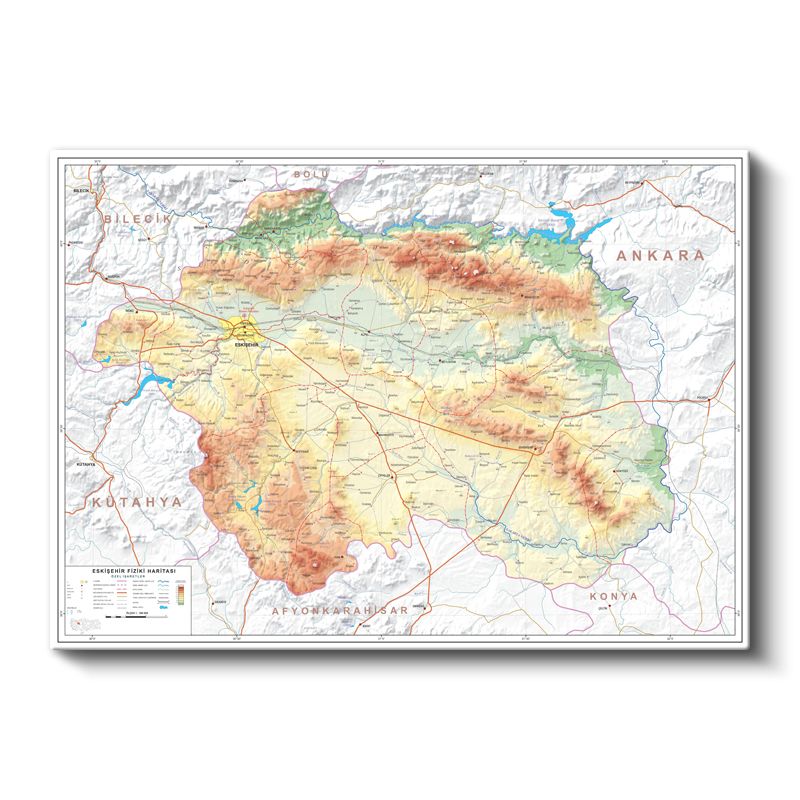 Eskişehir - Fiziki Haritası Kanvas Tablo