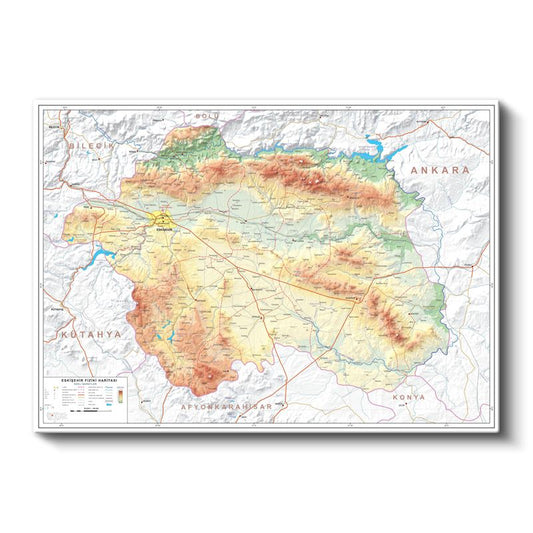 Eskişehir - Fiziki Haritası Kanvas Tablo