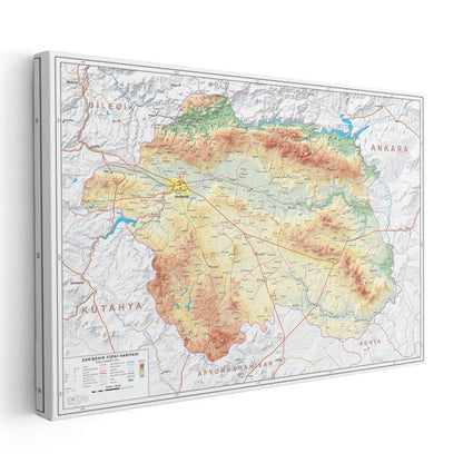 Eskişehir - Fiziki Haritası Kanvas Tablo