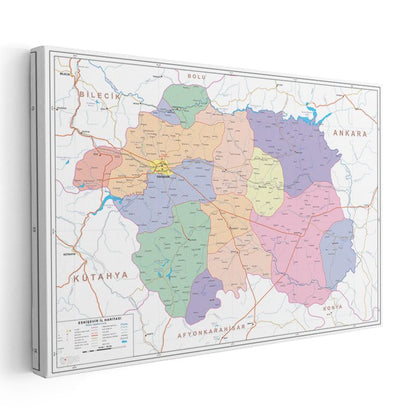Eskişehir - İl Haritası Kanvas Tablo
