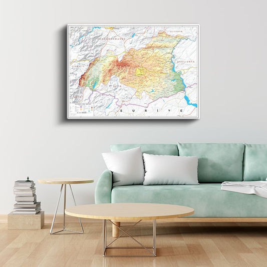 Gaziantep - Fiziki Haritası Kanvas Tablo