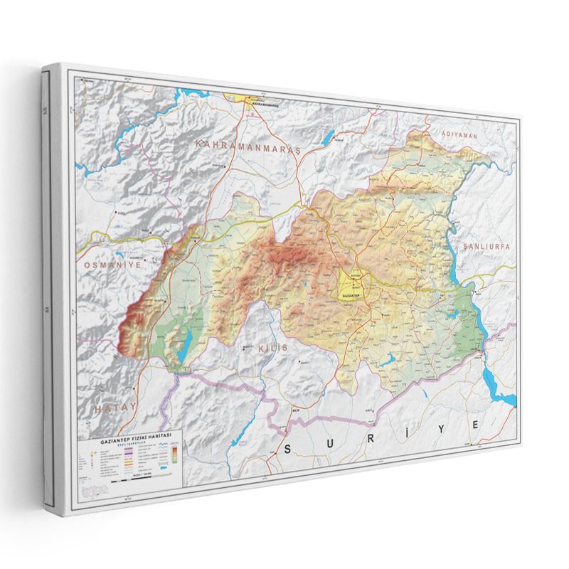 Gaziantep - Fiziki Haritası Kanvas Tablo