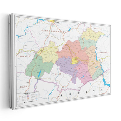 Gaziantep - İl Haritası Kanvas Tablo