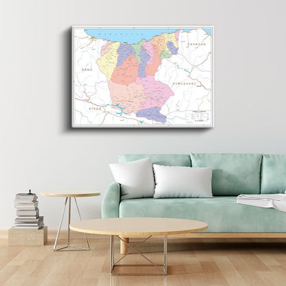 Giresun - İl Haritası Kanvas Tablo