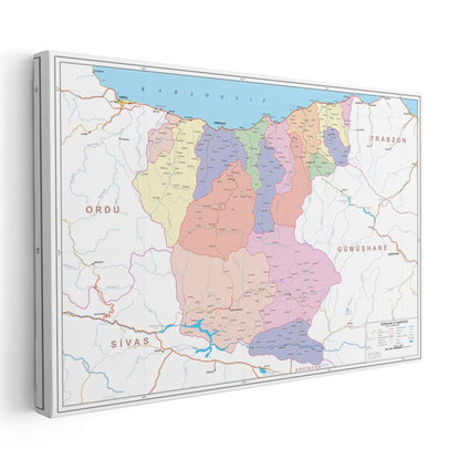 Giresun - İl Haritası Kanvas Tablo