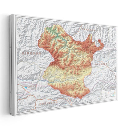 Gümüşhane - Fiziki Haritası Kanvas Tablo