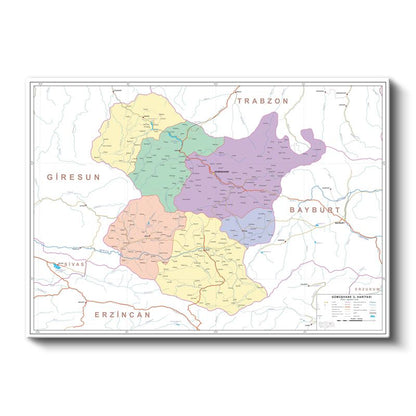 Gümüşhane - İl Haritası Kanvas Tablo