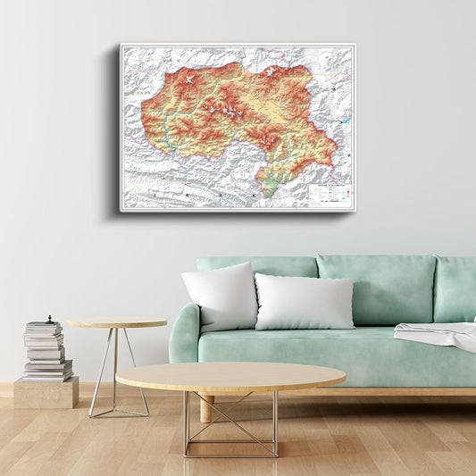 Hakkari - Fiziki Haritası Kanvas Tablo