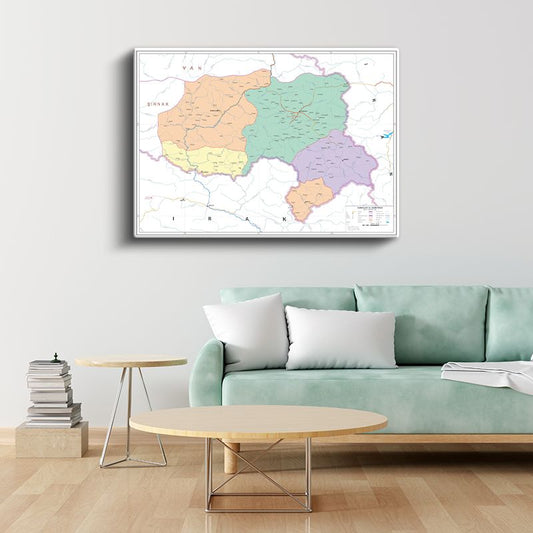 Hakkari - İl Haritası Kanvas Tablo