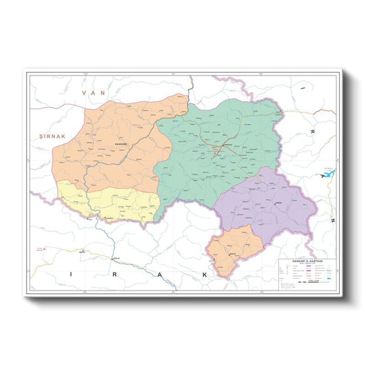 Hakkari - İl Haritası Kanvas Tablo