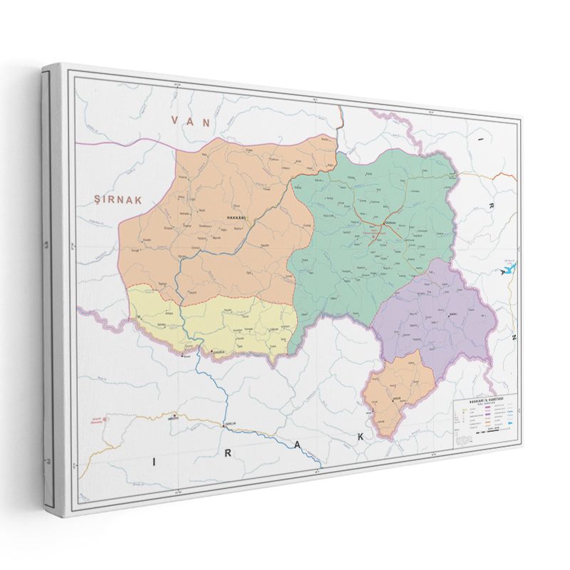 Hakkari - İl Haritası Kanvas Tablo