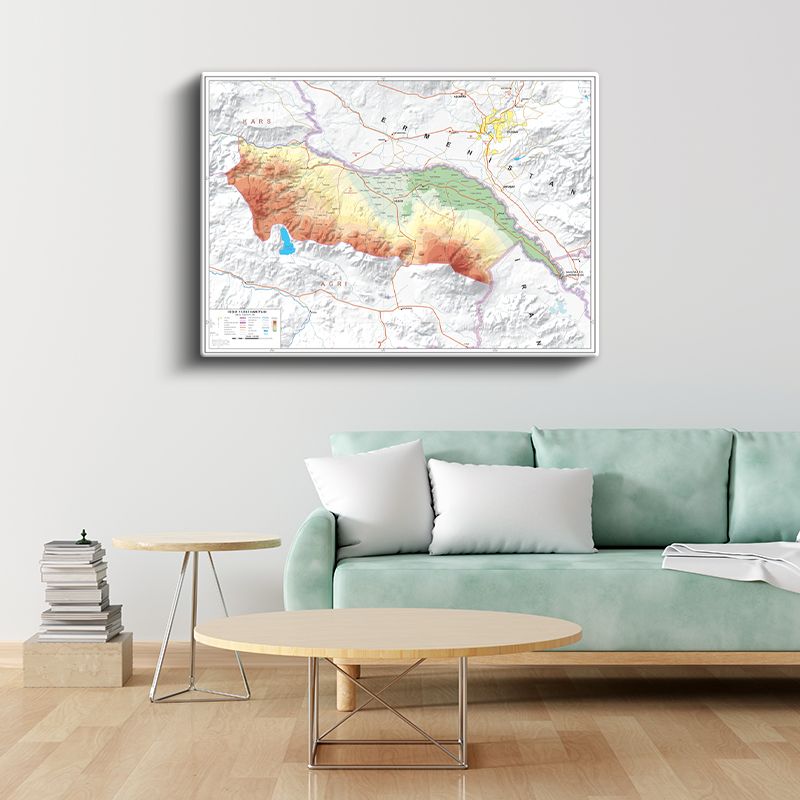 Iğdır - Fiziki Haritası Kanvas Tablo