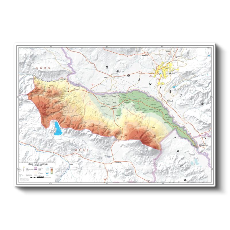 Iğdır - Fiziki Haritası Kanvas Tablo