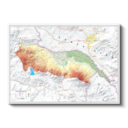 Iğdır - Fiziki Haritası Kanvas Tablo
