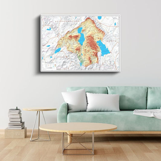 Isparta - Fiziki Haritası Kanvas Tablo