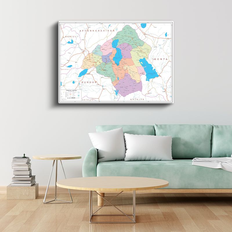 Isparta - İl Haritası Kanvas Tablo