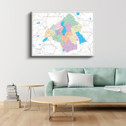 Isparta - İl Haritası Kanvas Tablo