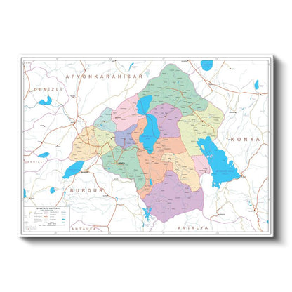 Isparta - İl Haritası Kanvas Tablo