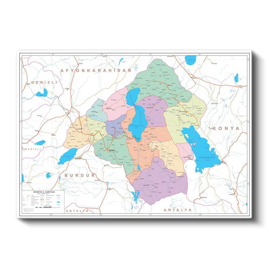 Isparta - İl Haritası Kanvas Tablo