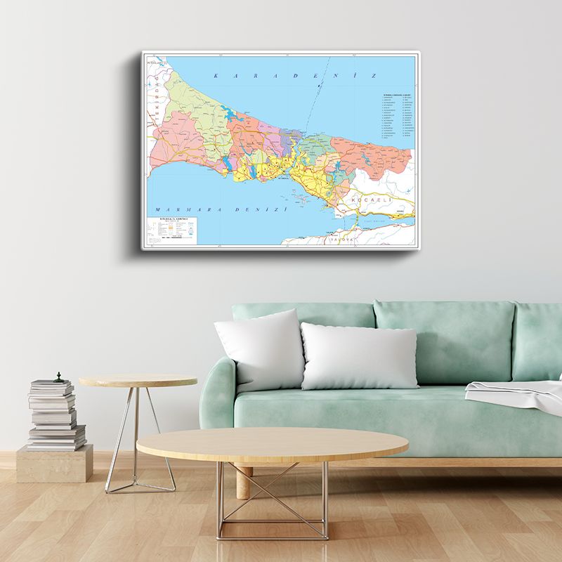 İstanbul - İl Haritası Kanvas Tablo