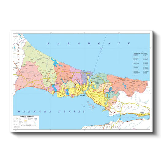 İstanbul - İl Haritası Kanvas Tablo