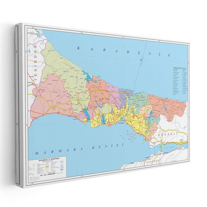 İstanbul - İl Haritası Kanvas Tablo