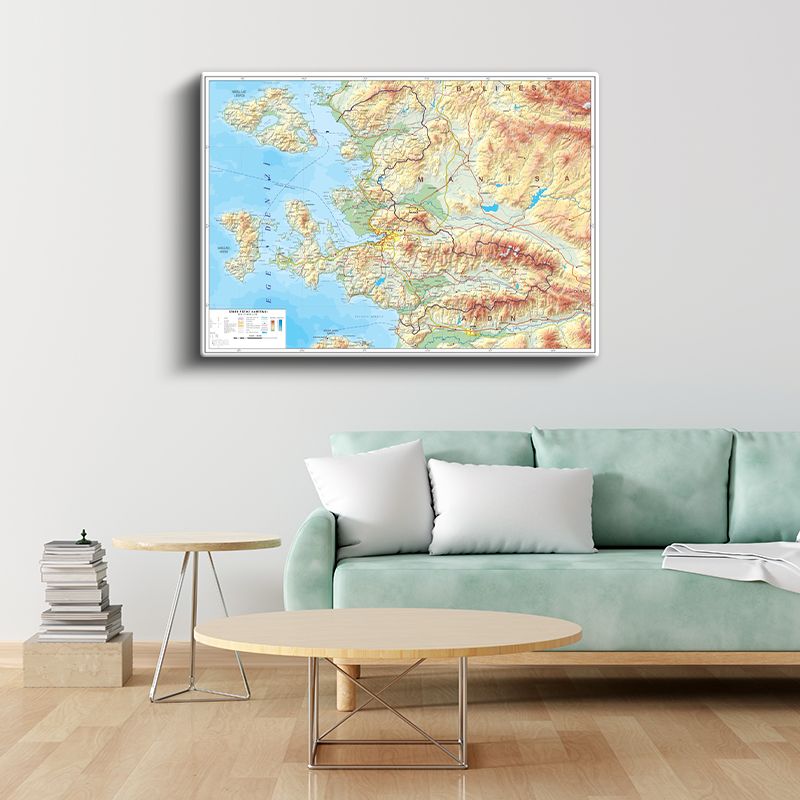 İzmir - Fiziki Haritası Kanvas Tablo