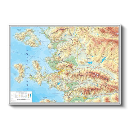 İzmir - Fiziki Haritası Kanvas Tablo