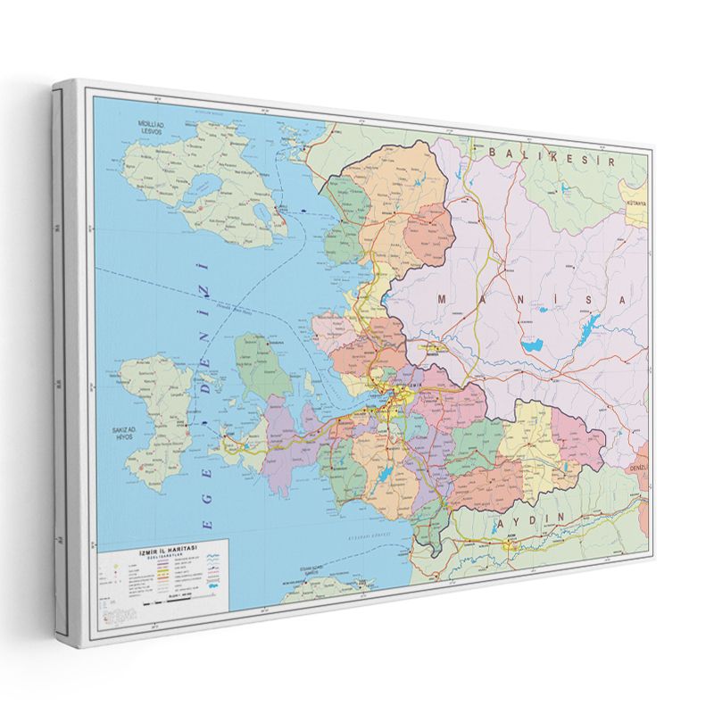 İzmir - İl Haritası Kanvas Tablo