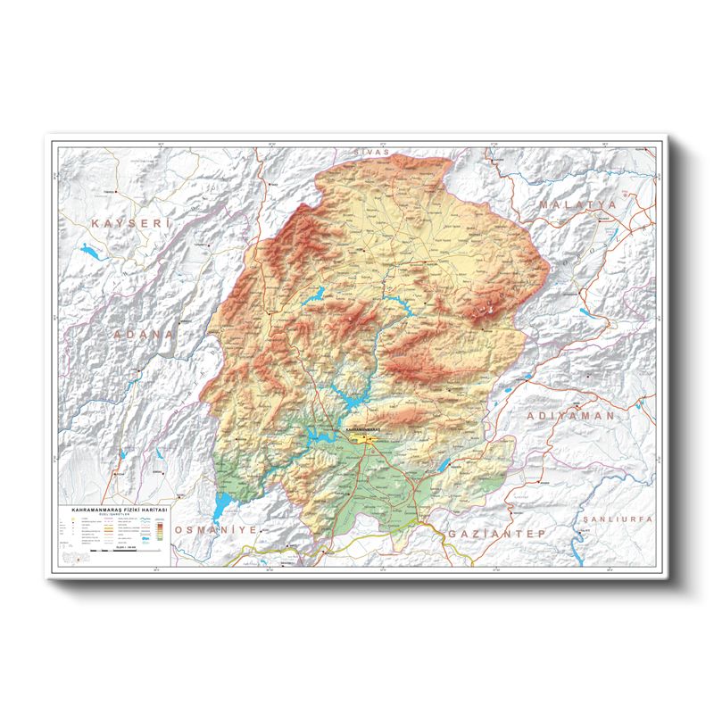 Kahramanmaraş - Fiziki Haritası Kanvas Tablo