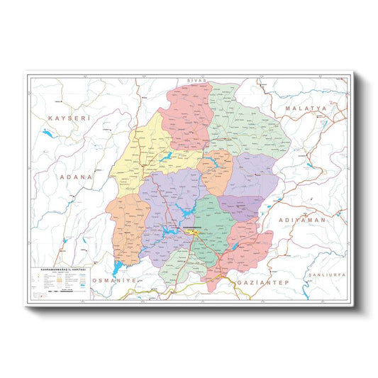 Kahramanmaraş - İl Haritası Kanvas Tablo