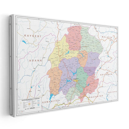 Kahramanmaraş - İl Haritası Kanvas Tablo